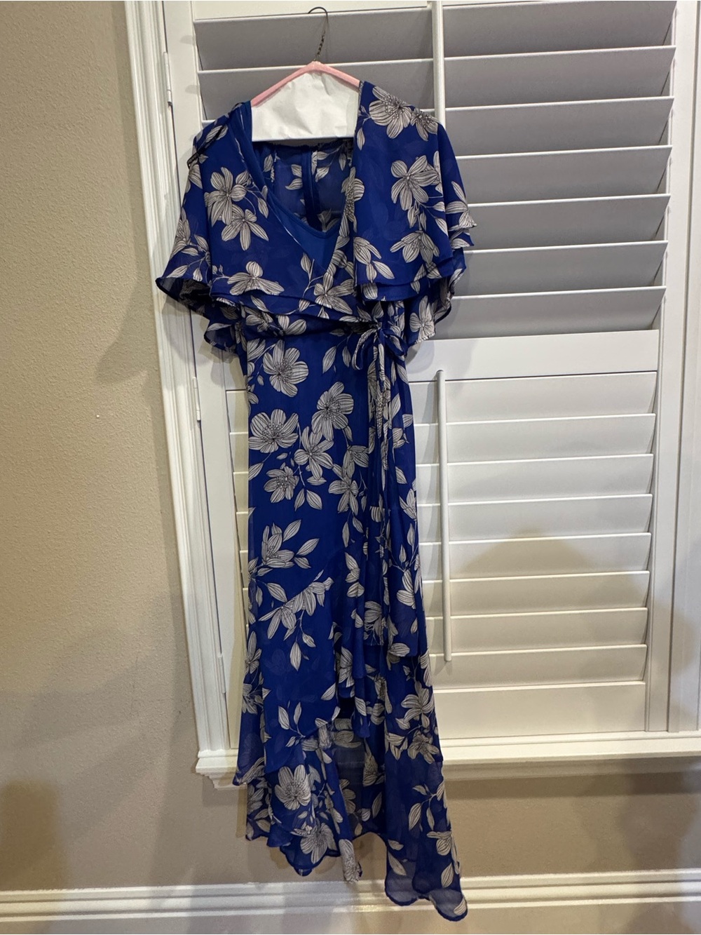 Calvin Klein Royal Blue Floral Wrap Maxi Dress